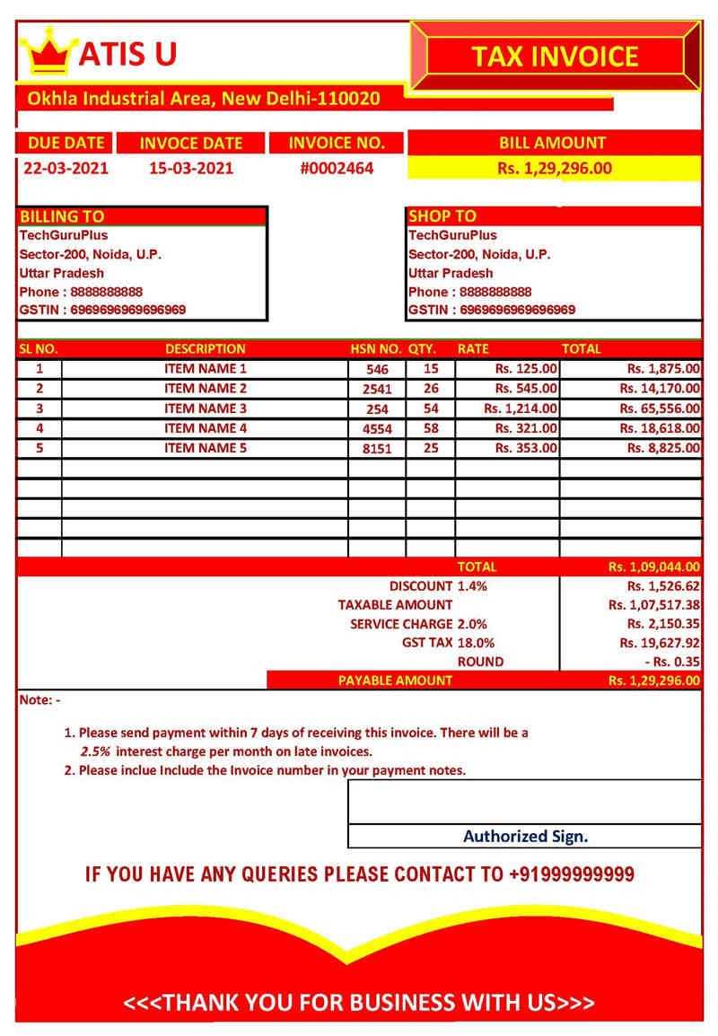 medical invoice template excel