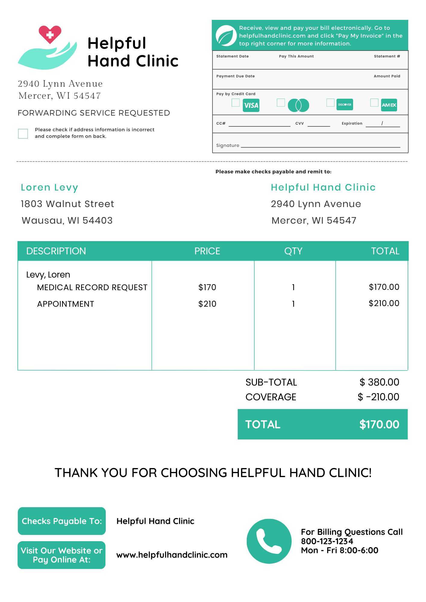medical records invoice template