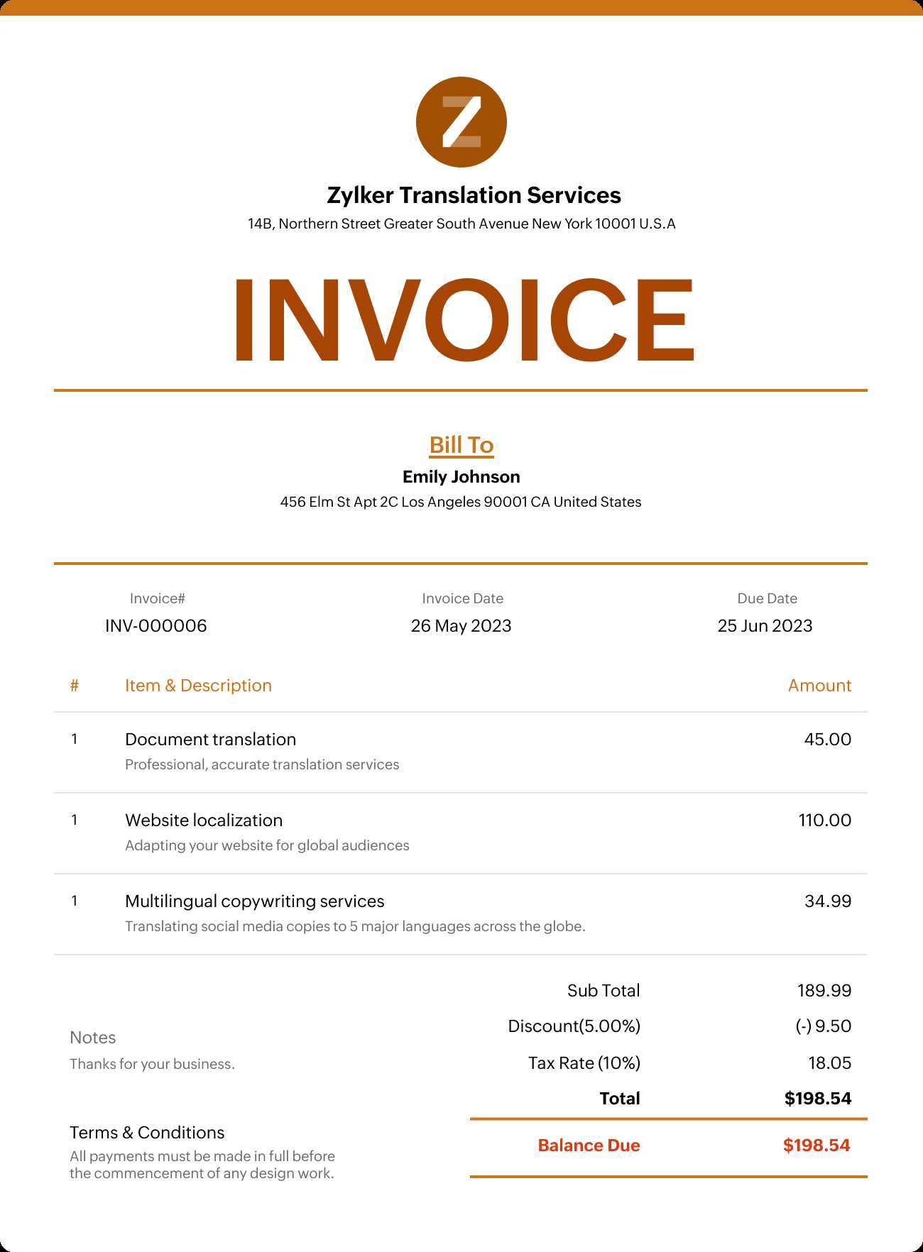 freelancer invoice template