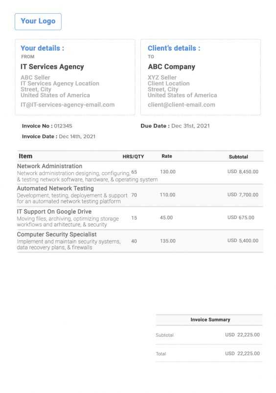 basic service invoice template free