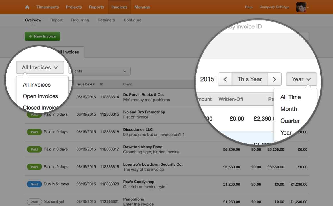 harvest invoice template