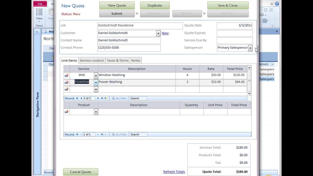 microsoft access invoice template free