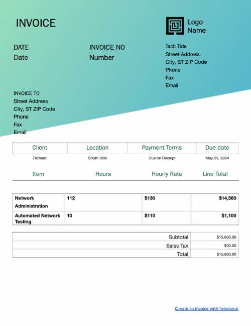 microsoft invoice template