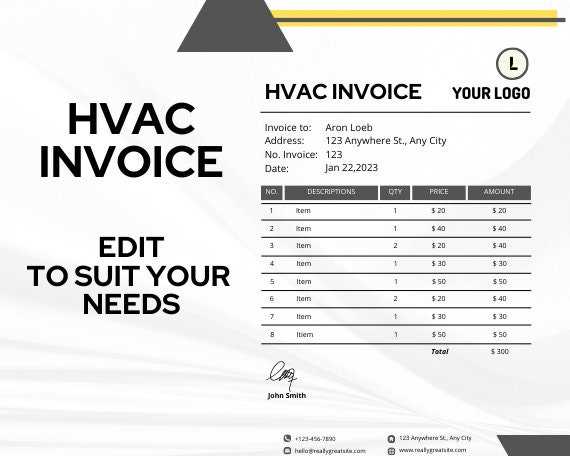 microsoft word hvac invoice template