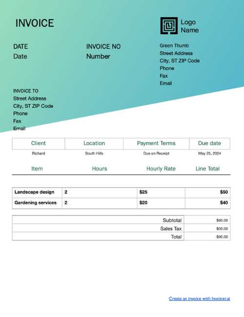 free lawn care invoice templates