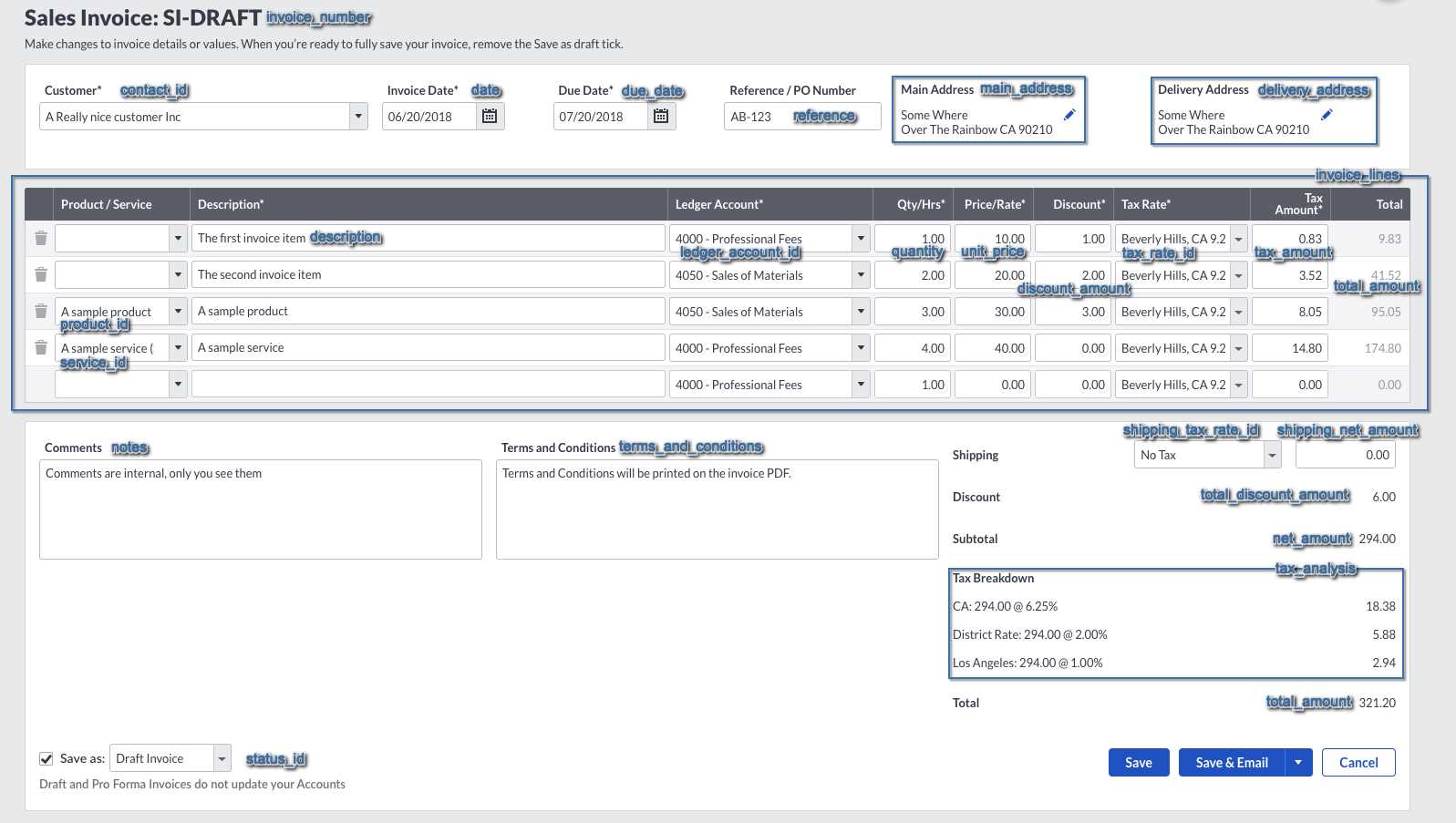 sage invoice template word