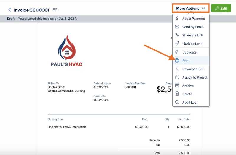 freshbooks edit invoice template