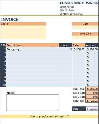 ms excel invoice template free