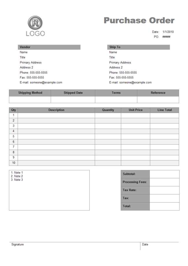 invoice with po number template