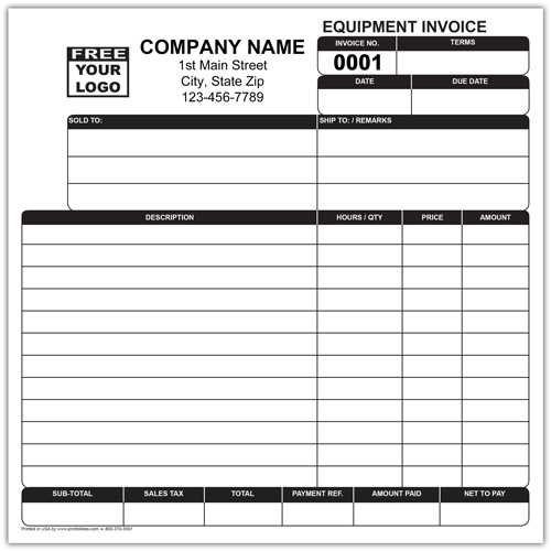 equipment rental invoice template