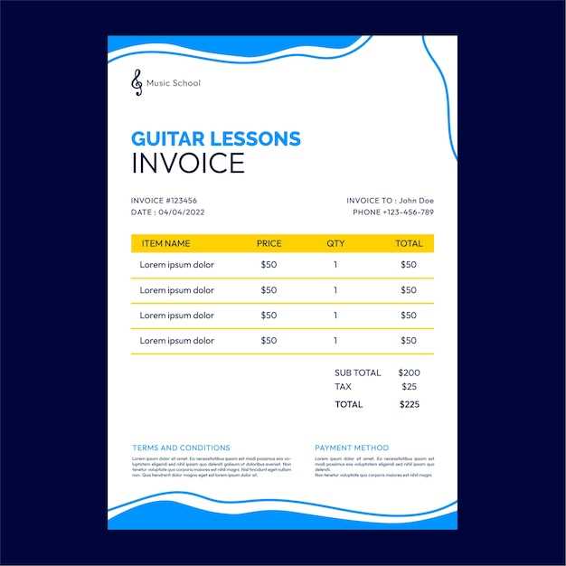 music lesson invoice template