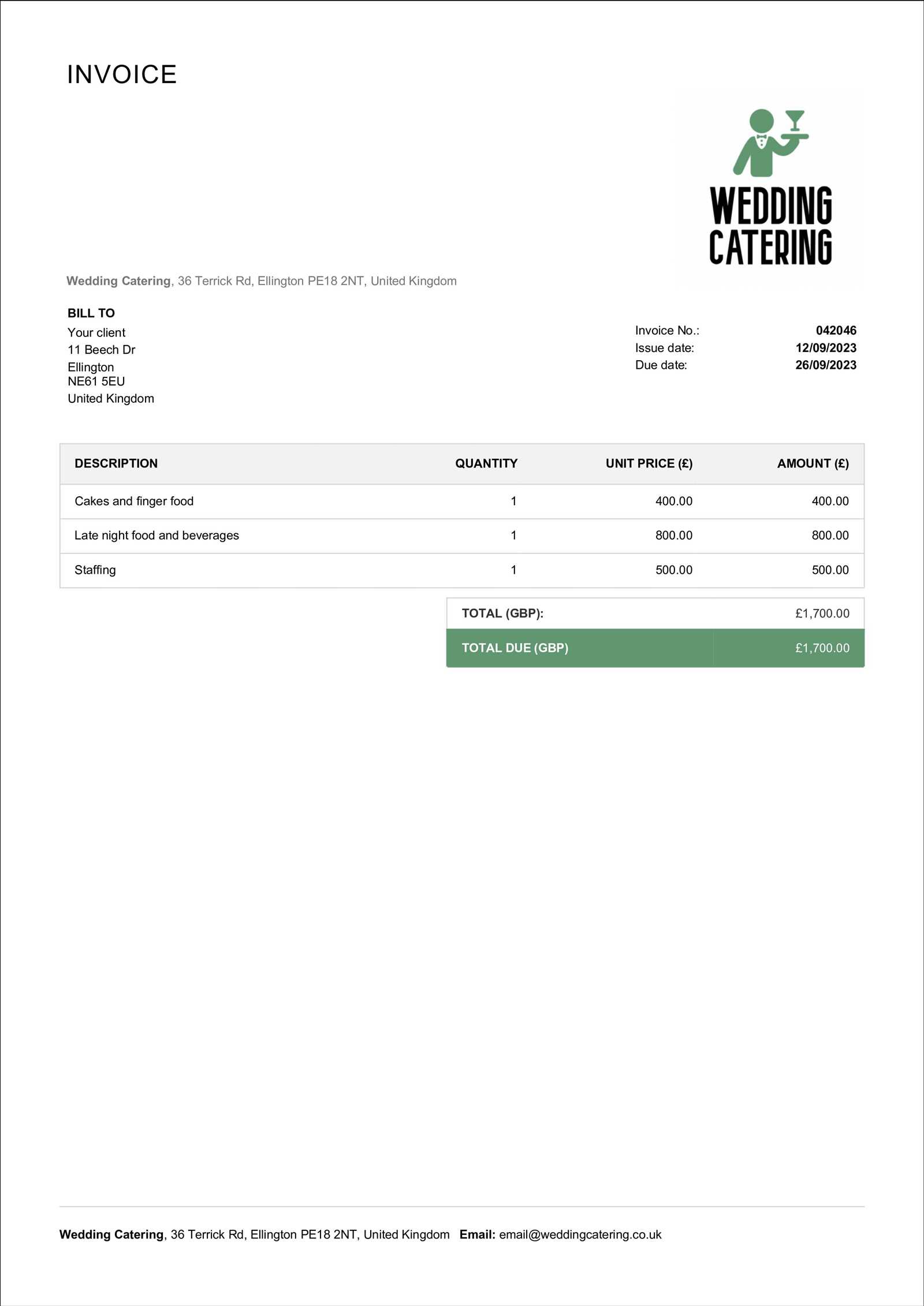 food invoice template word