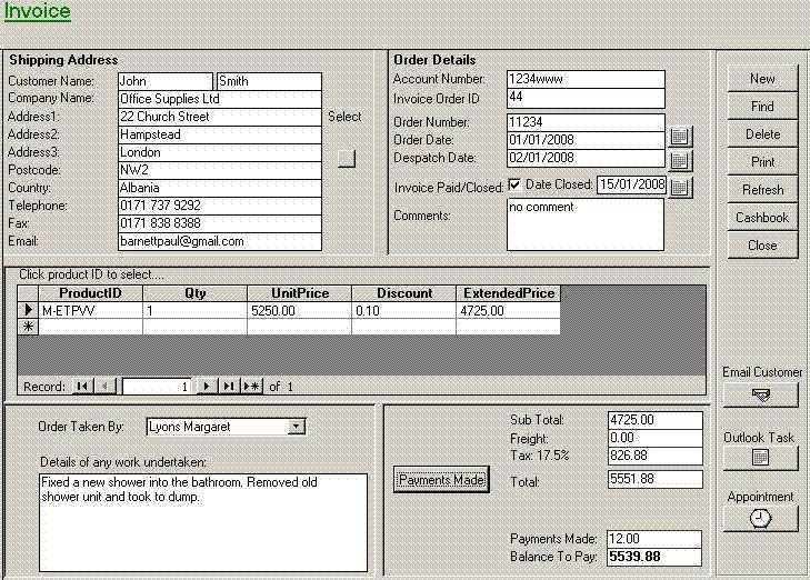 microsoft access invoice database template