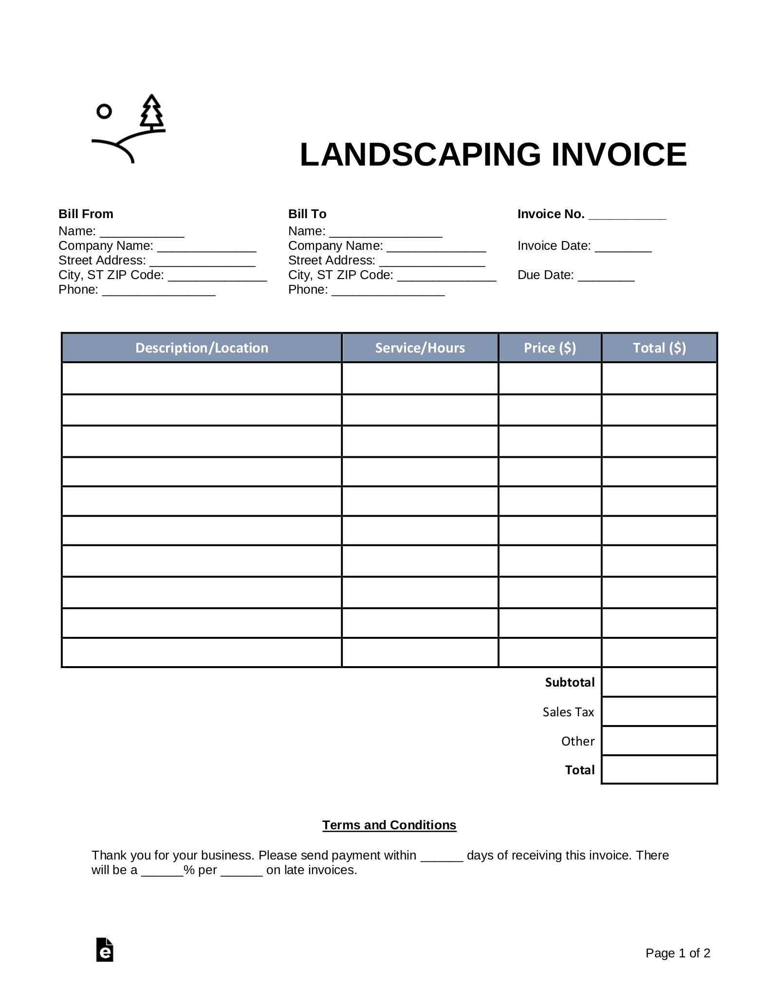 free lawn maintenance invoice template