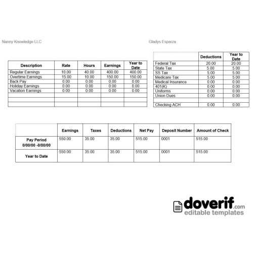 nanny invoice template