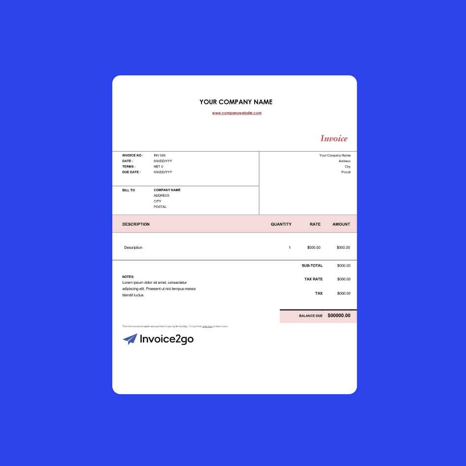 free commercial invoice template
