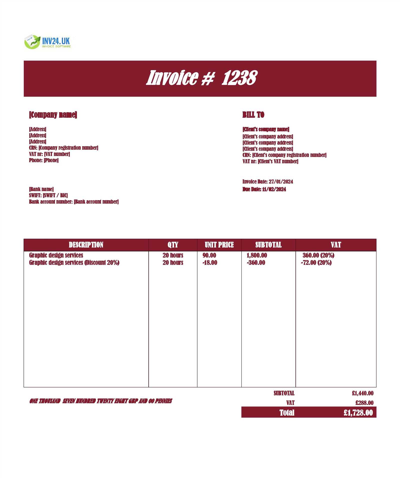 invoice template for graphic designer