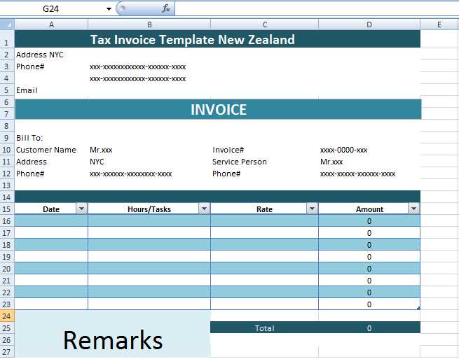 new zealand tax invoice template