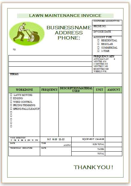 downloadable free landscaping invoice template