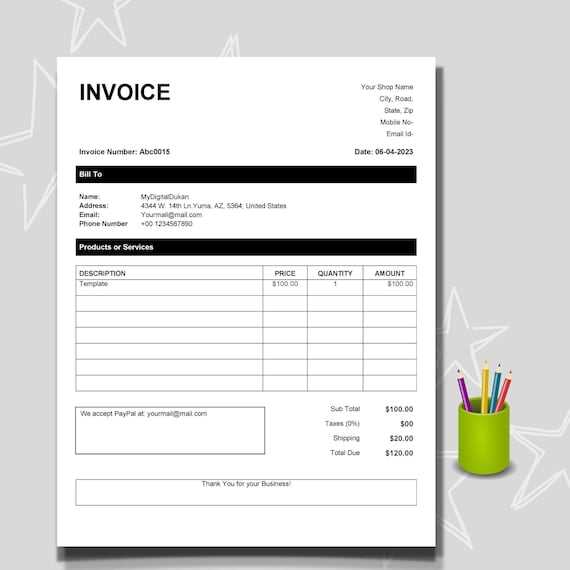 printable free invoice template pdf