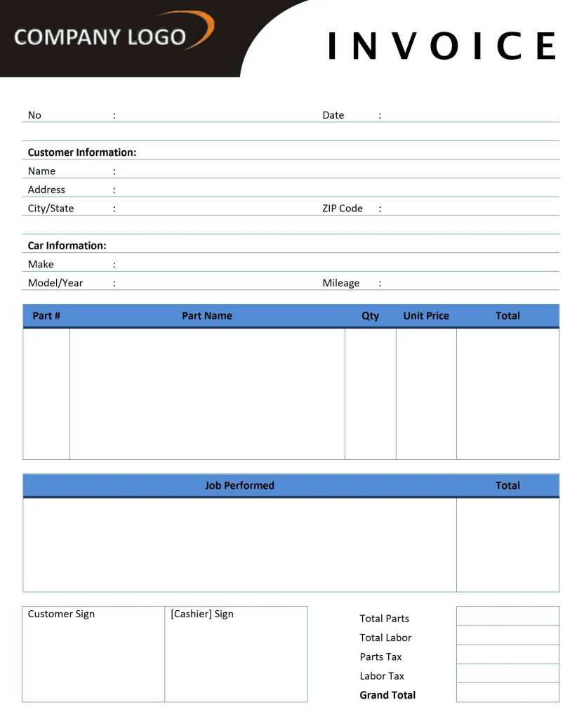 free auto body repair invoice template