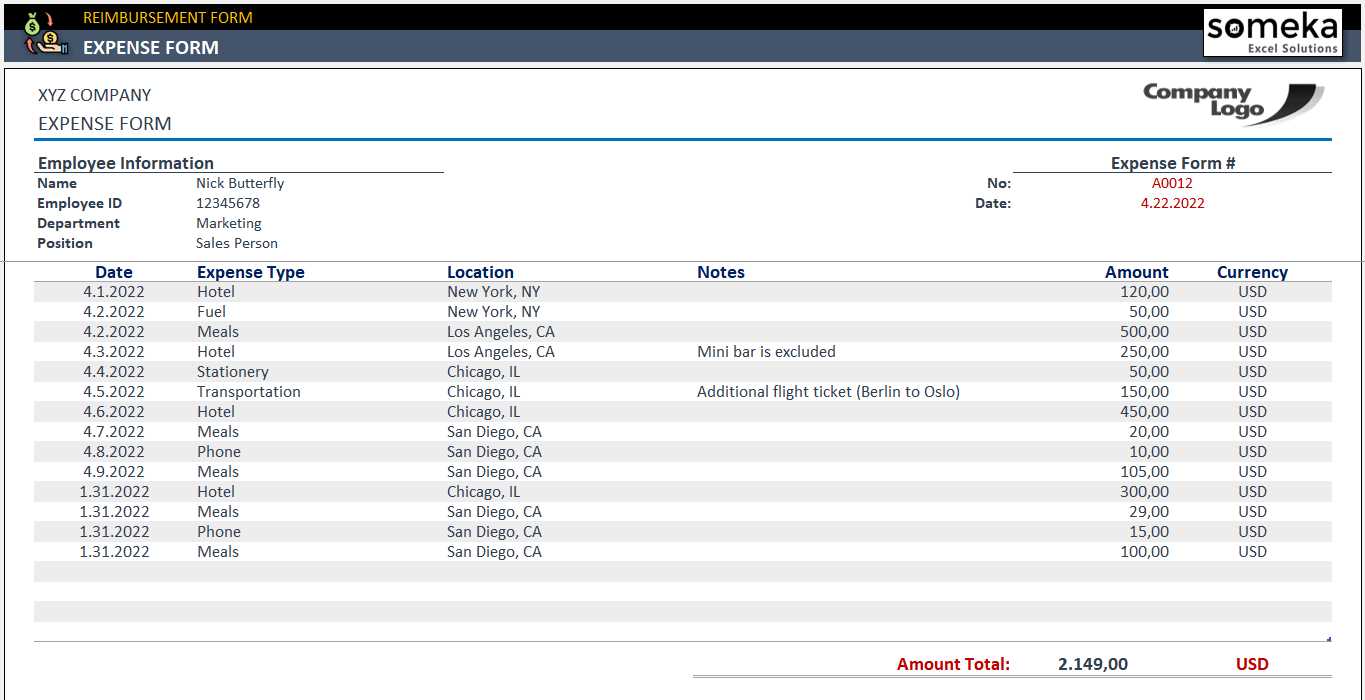 reimbursement invoice template