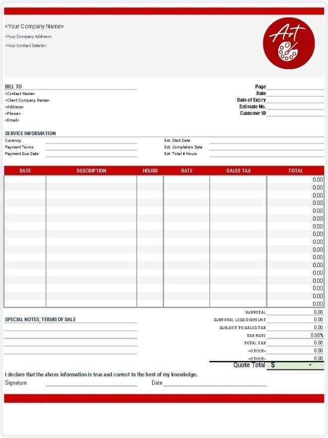 art invoice template