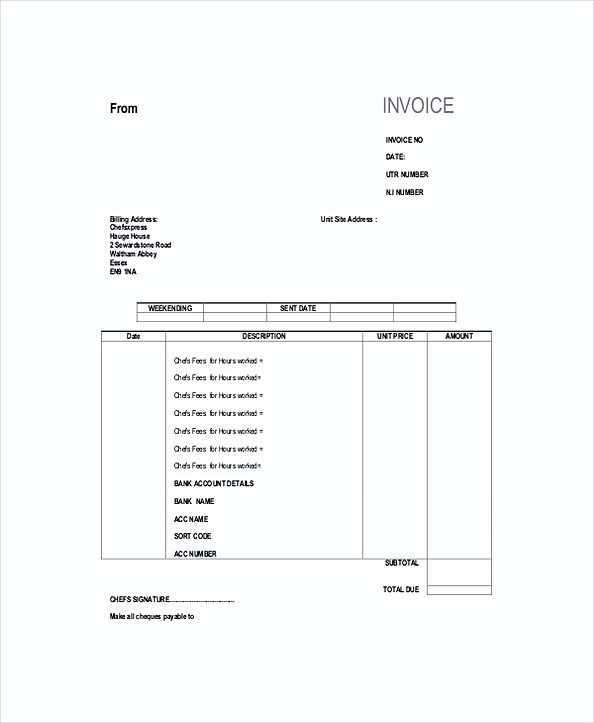 invoice for freelance work template