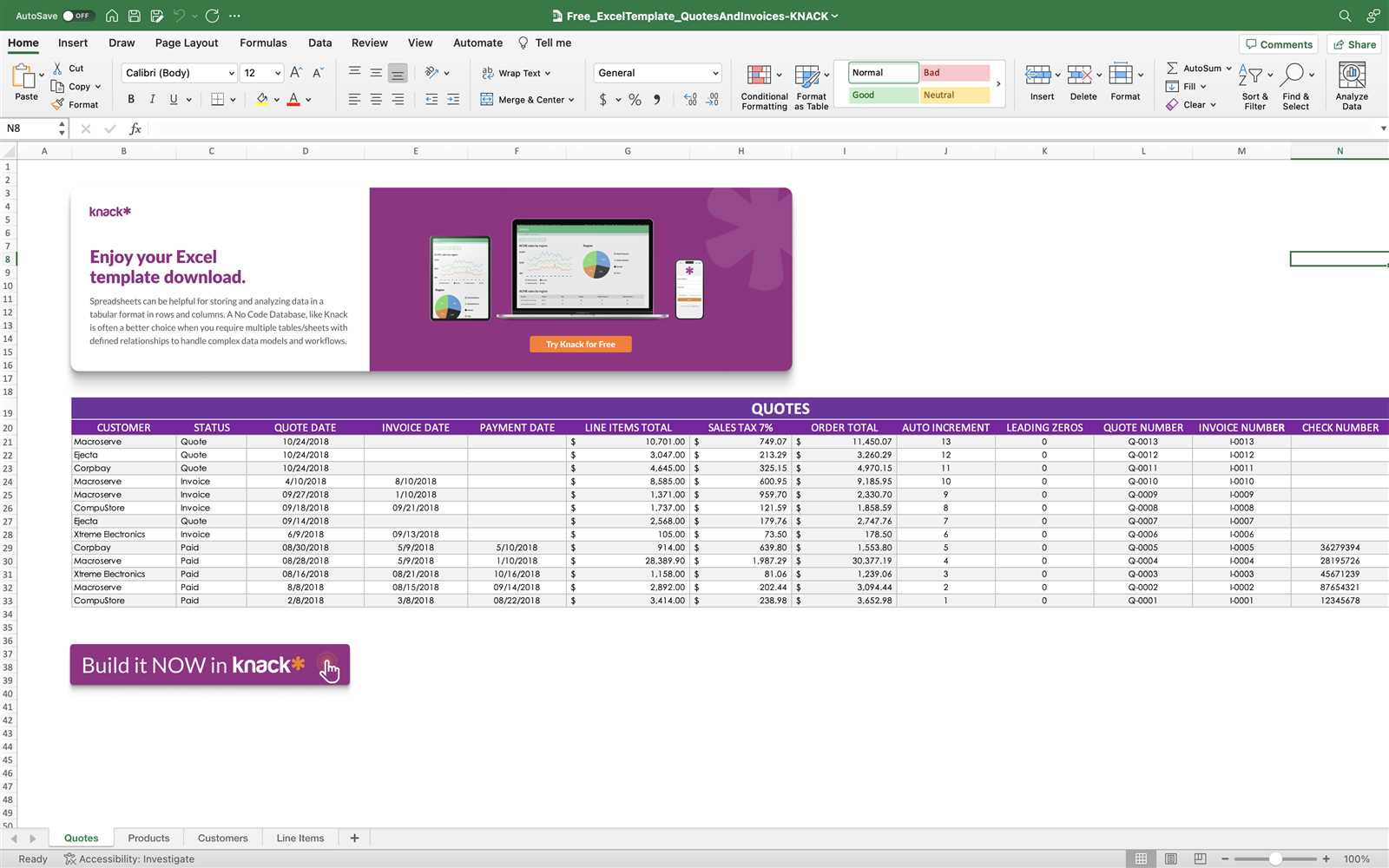 excel for mac invoice template