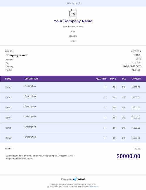wave invoice template