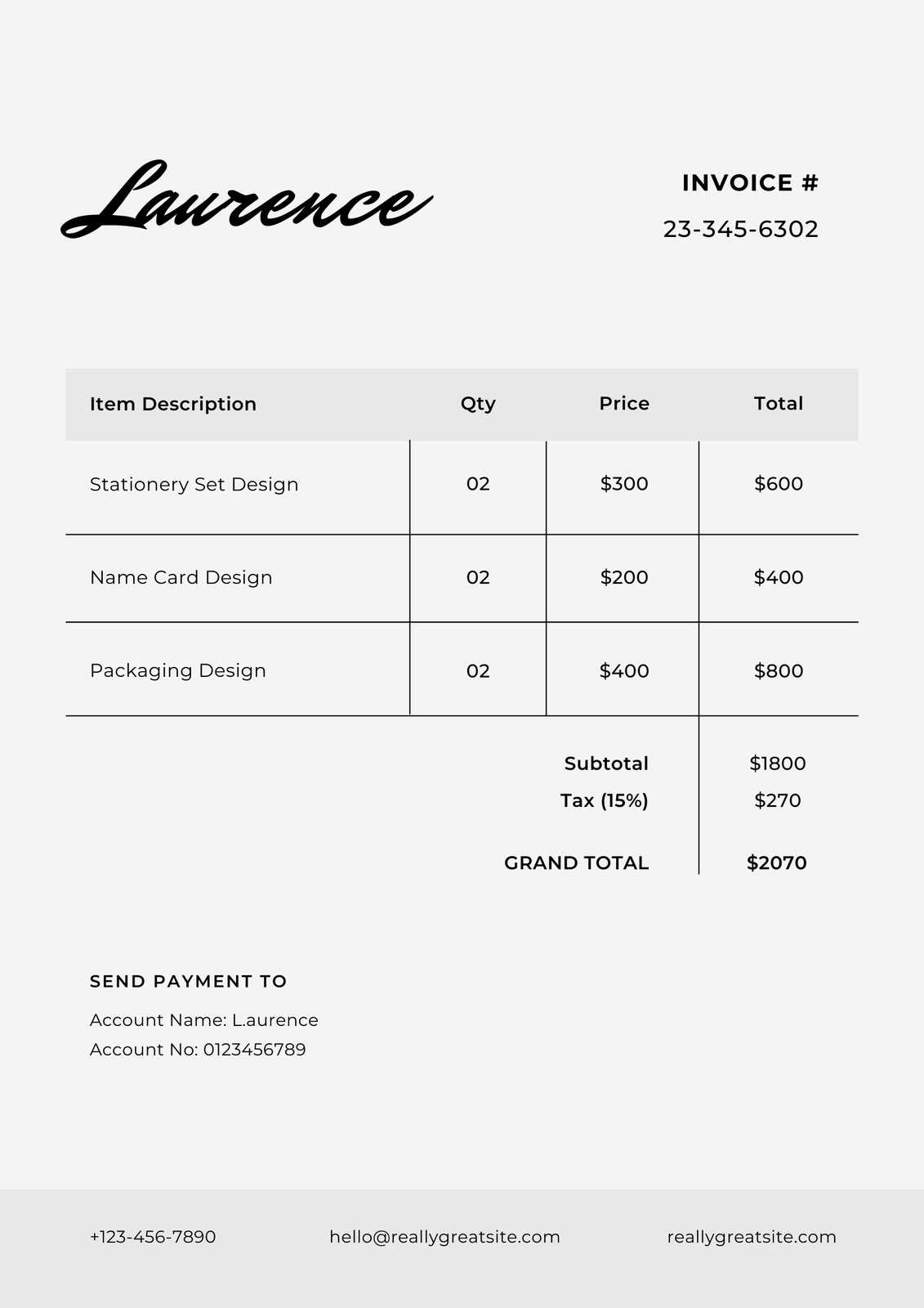 funeral invoice template