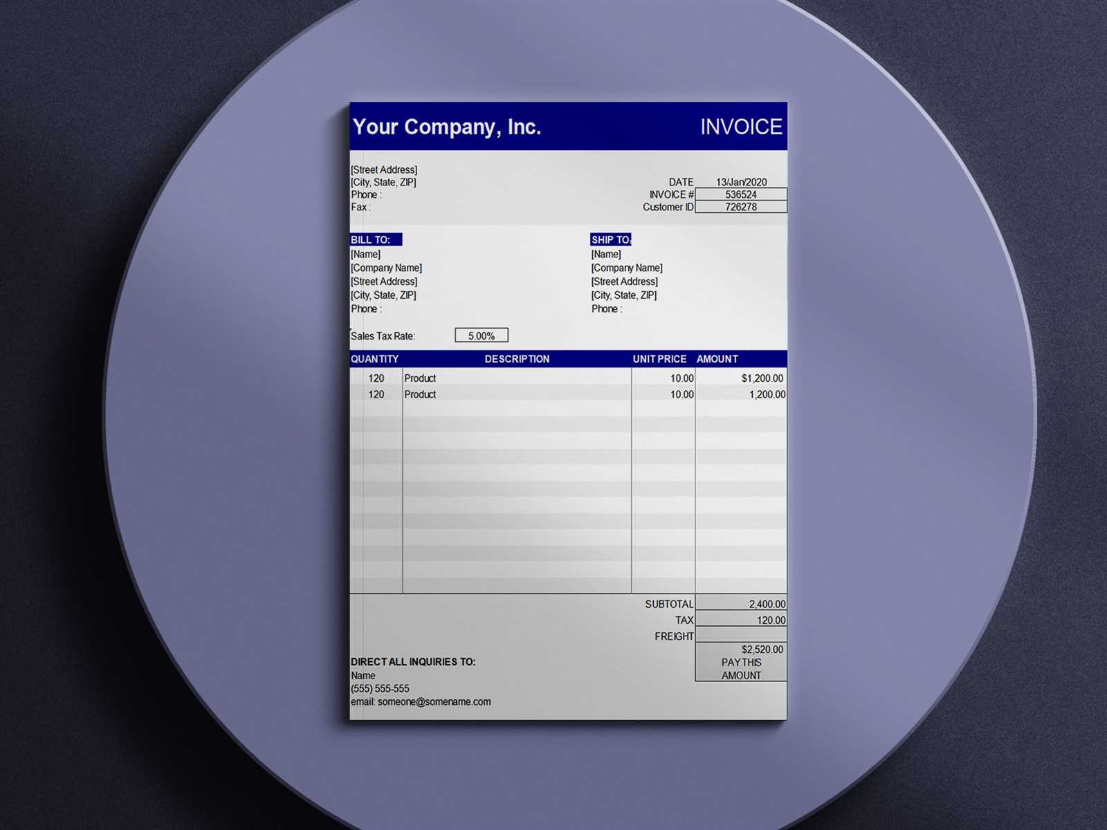 invoice template excel free