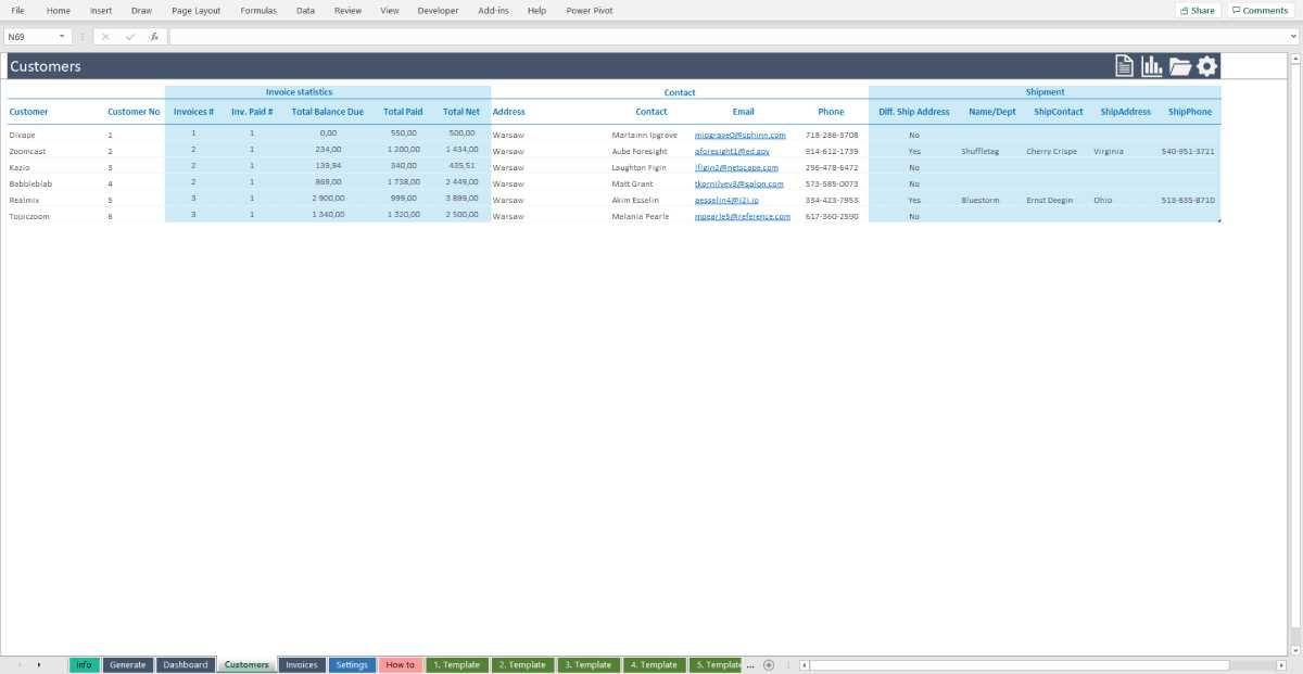 invoice tracking spreadsheet template