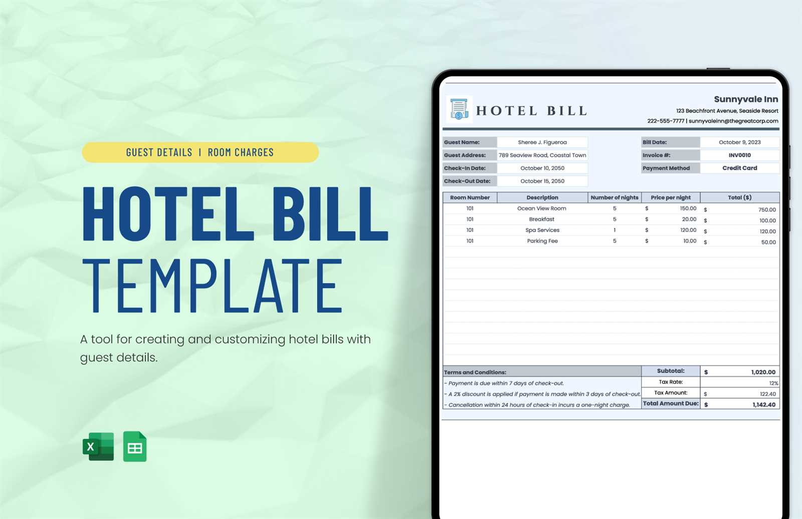 hotel invoice template free download