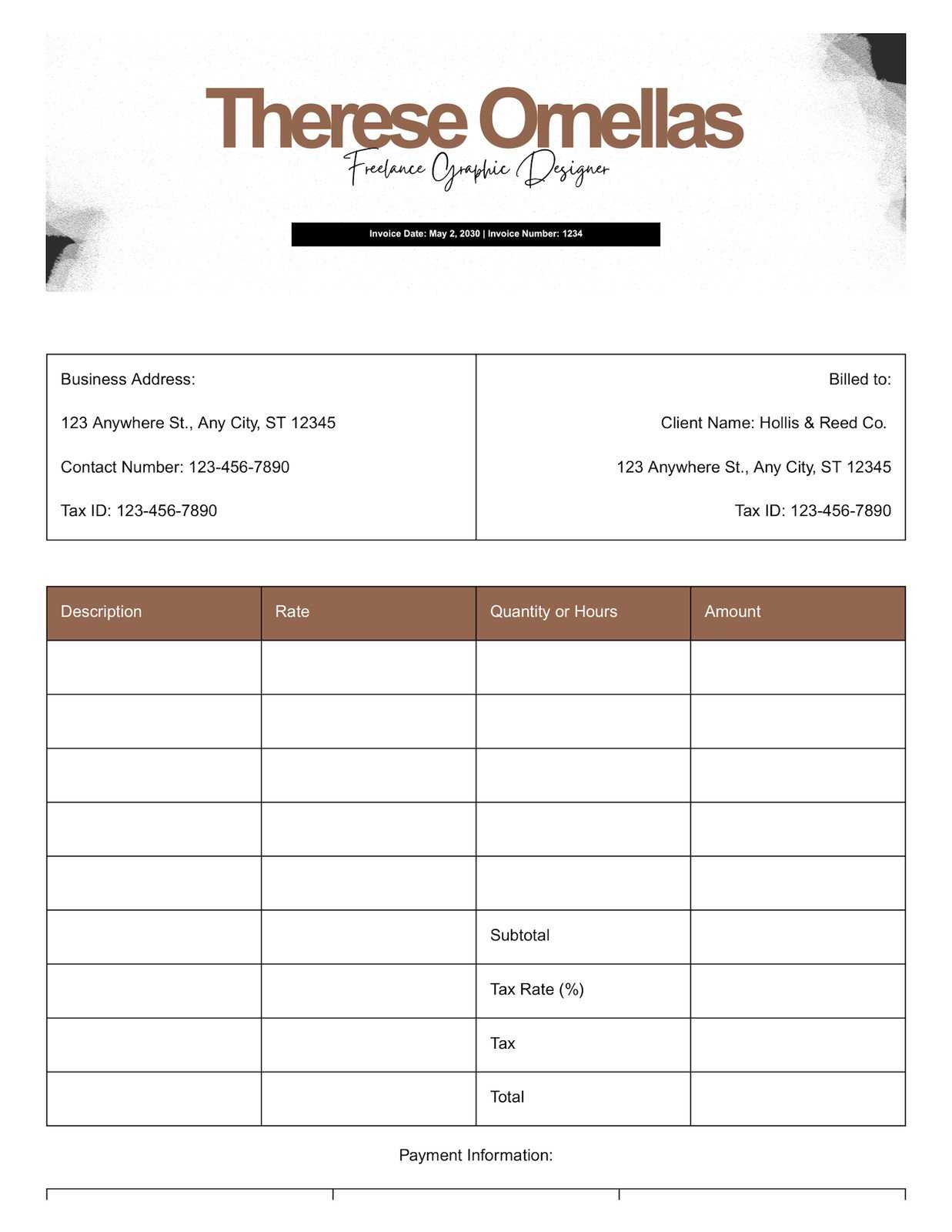 graphic designer invoice template