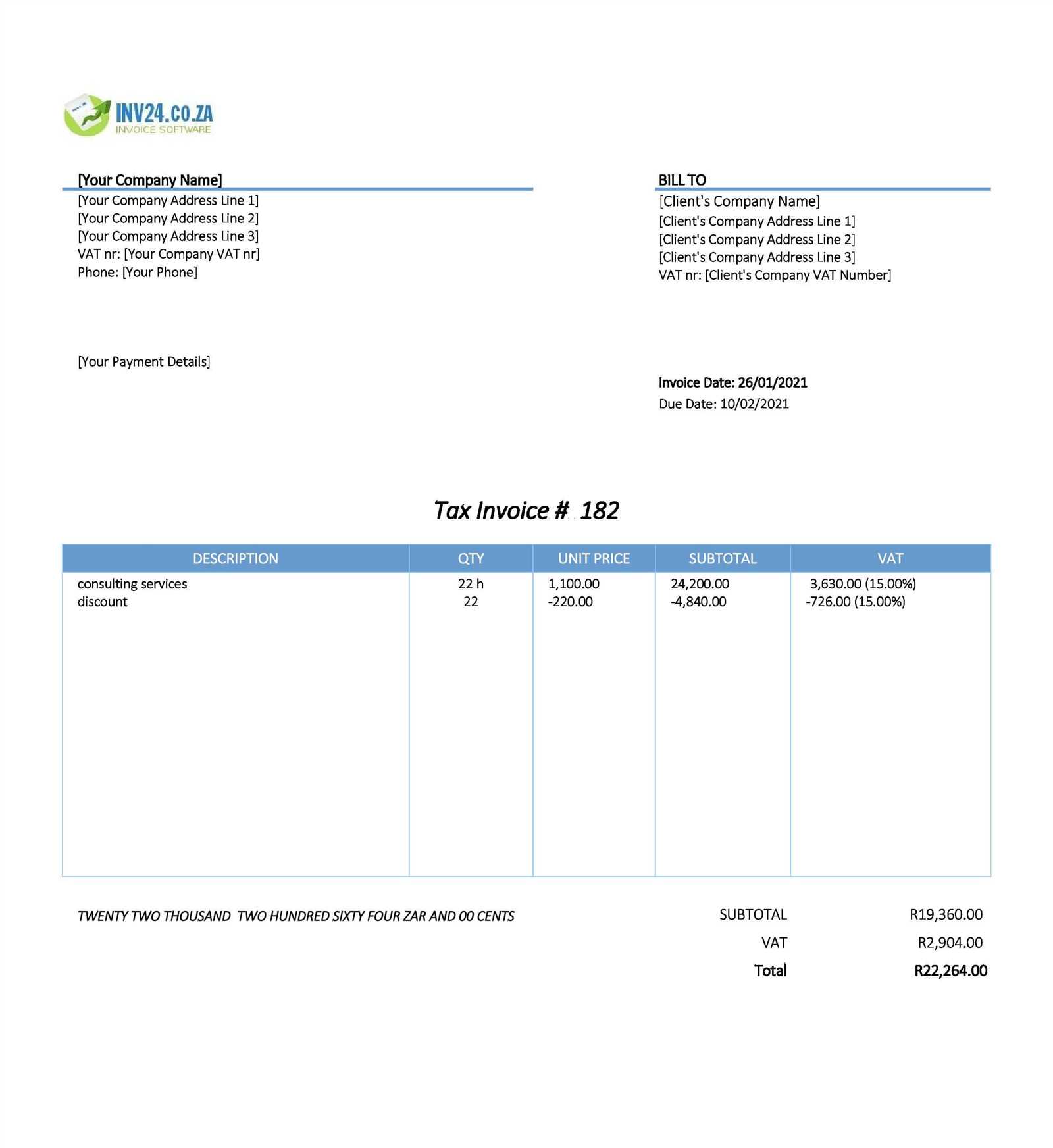 invoice template consulting