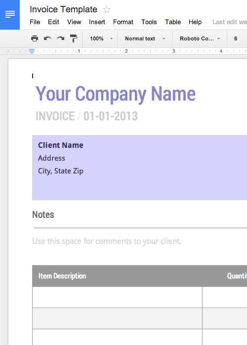 invoice doc template