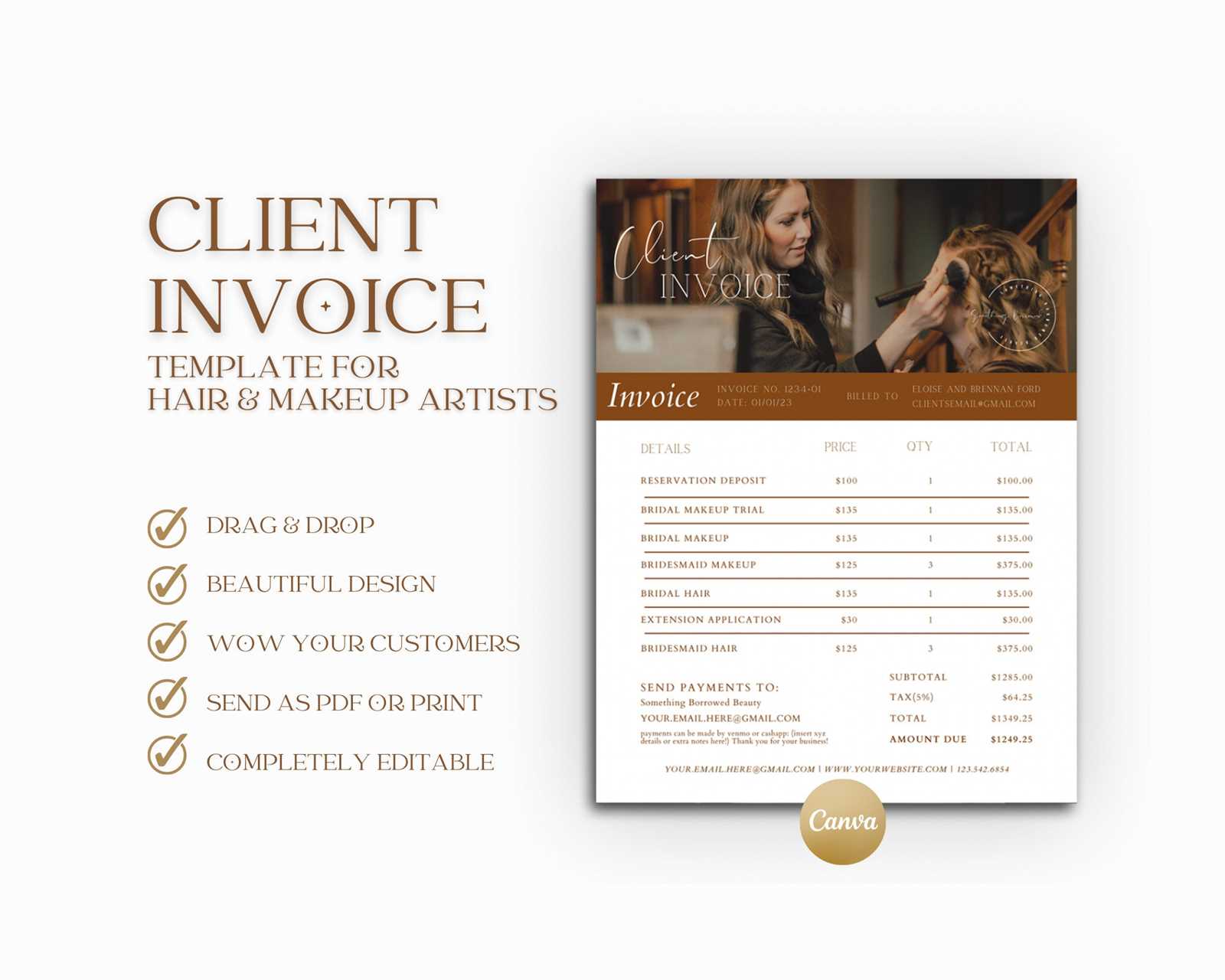 makeup invoice template