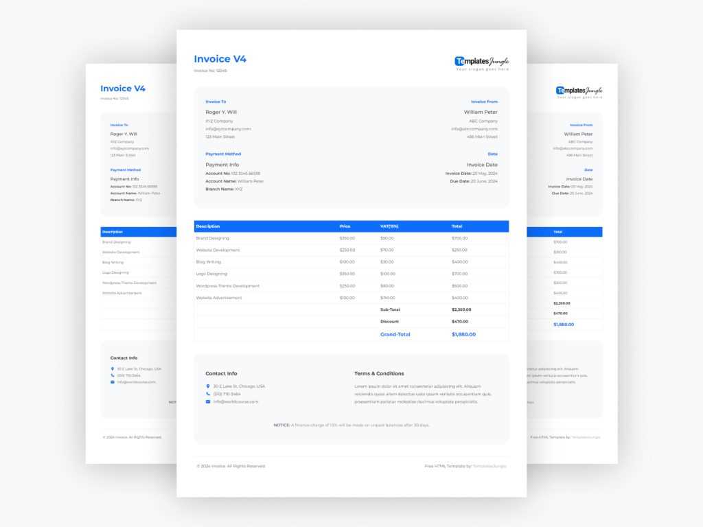 html invoice template download