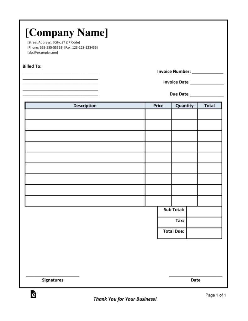 invoice template for word