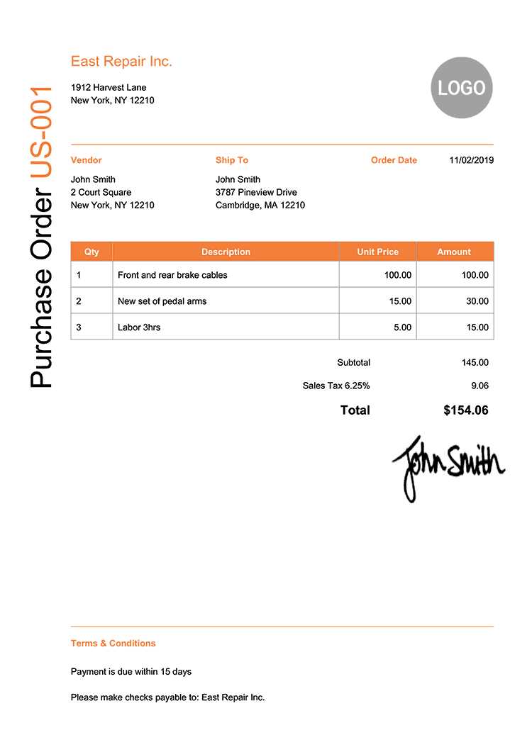 po invoice template