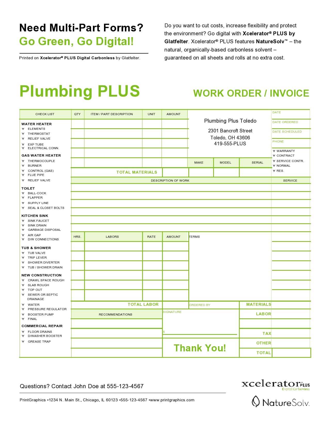 invoice template for plumbing services