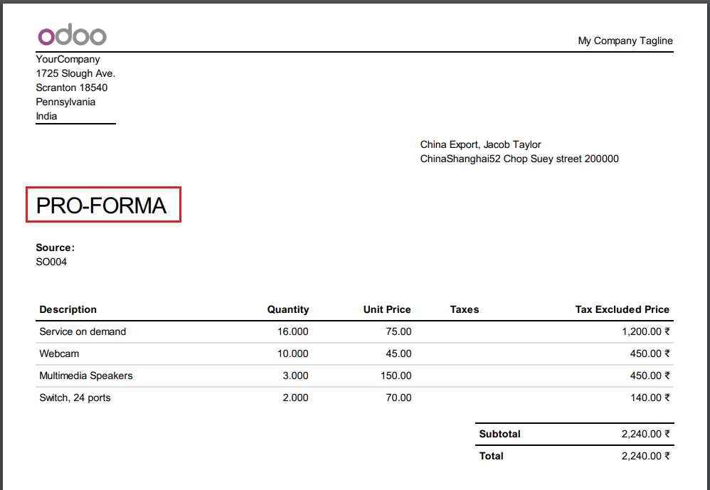 odoo template invoice