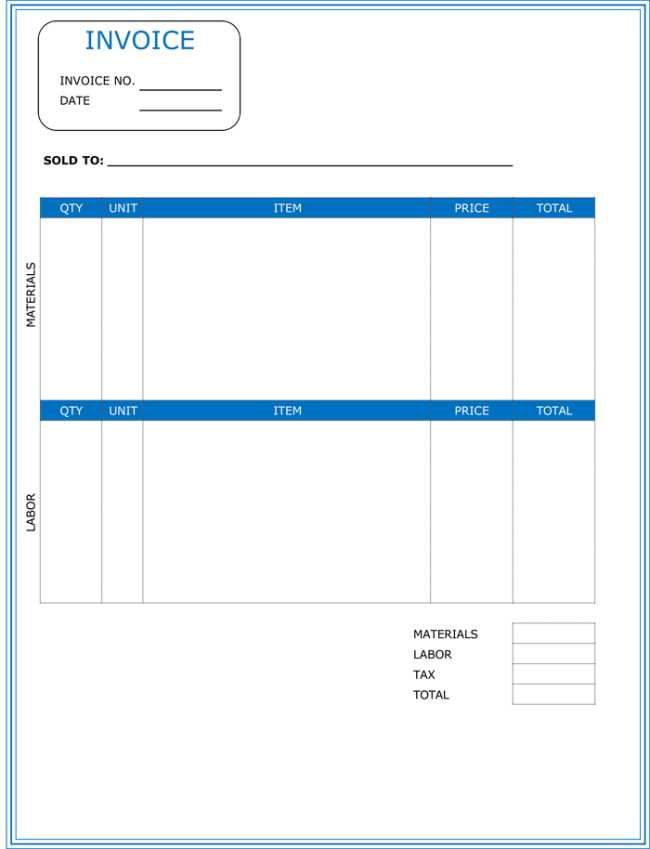 printable contractor invoice template
