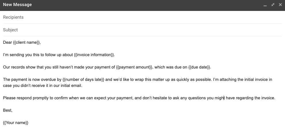 template invoice email