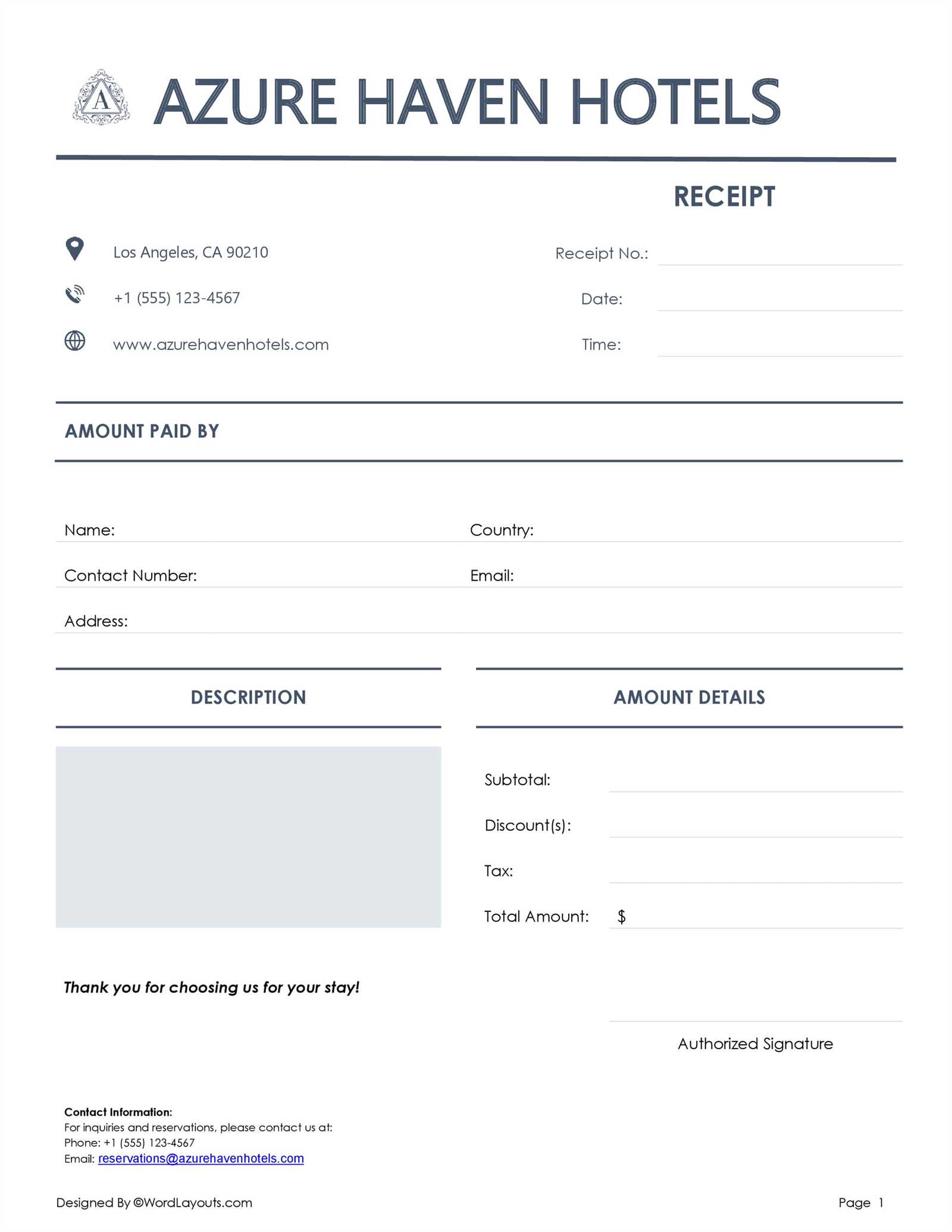bed and breakfast invoice template
