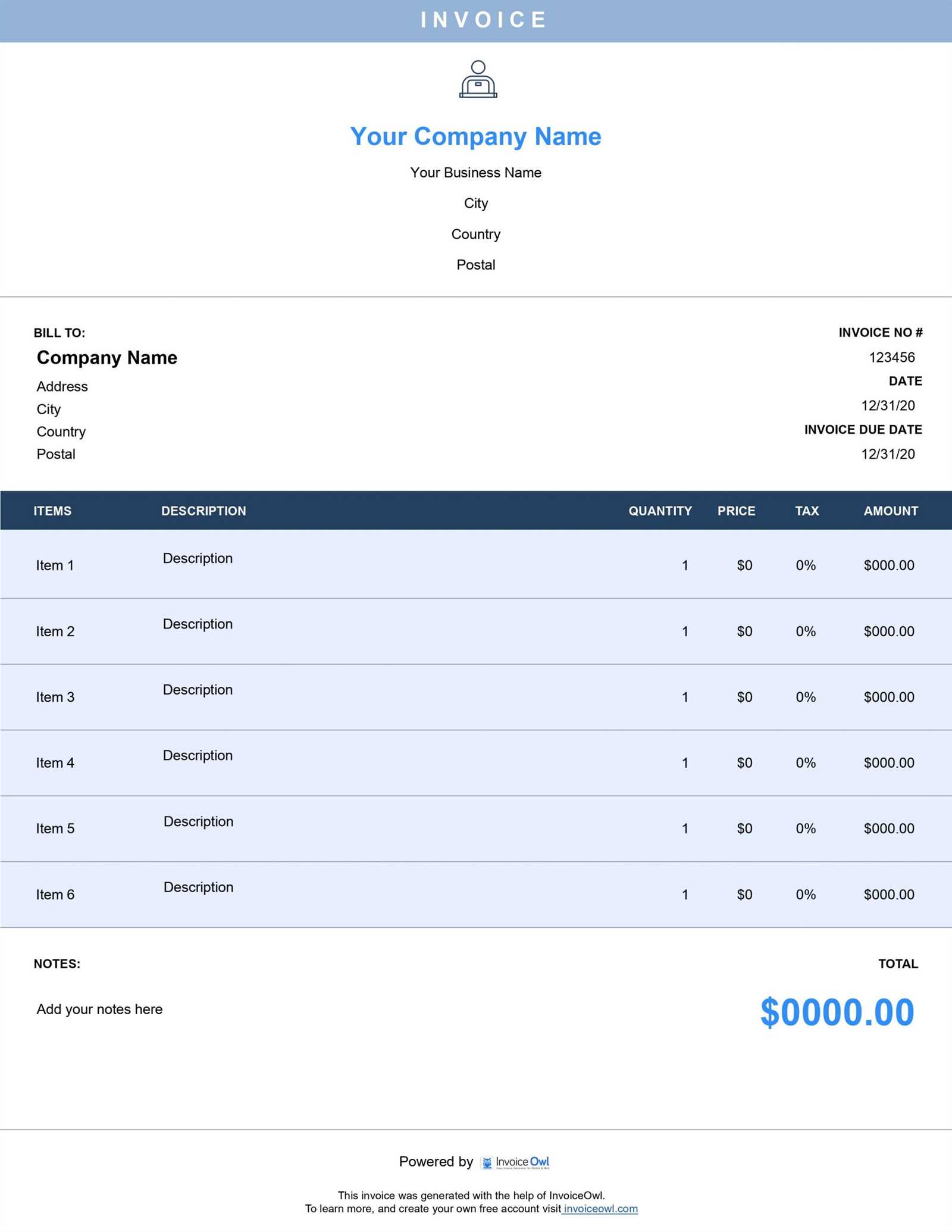 sub contractor invoice template