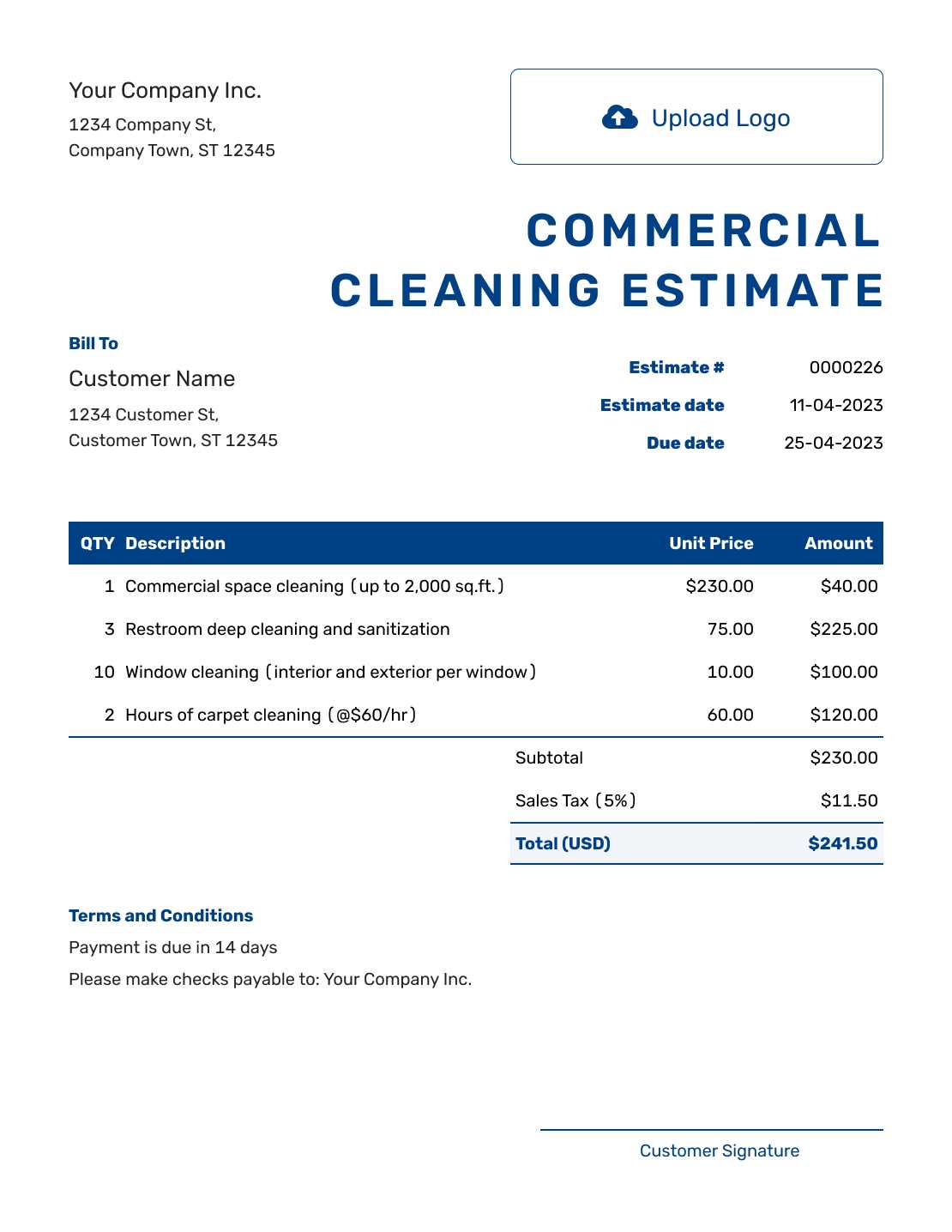 office cleaning invoice template