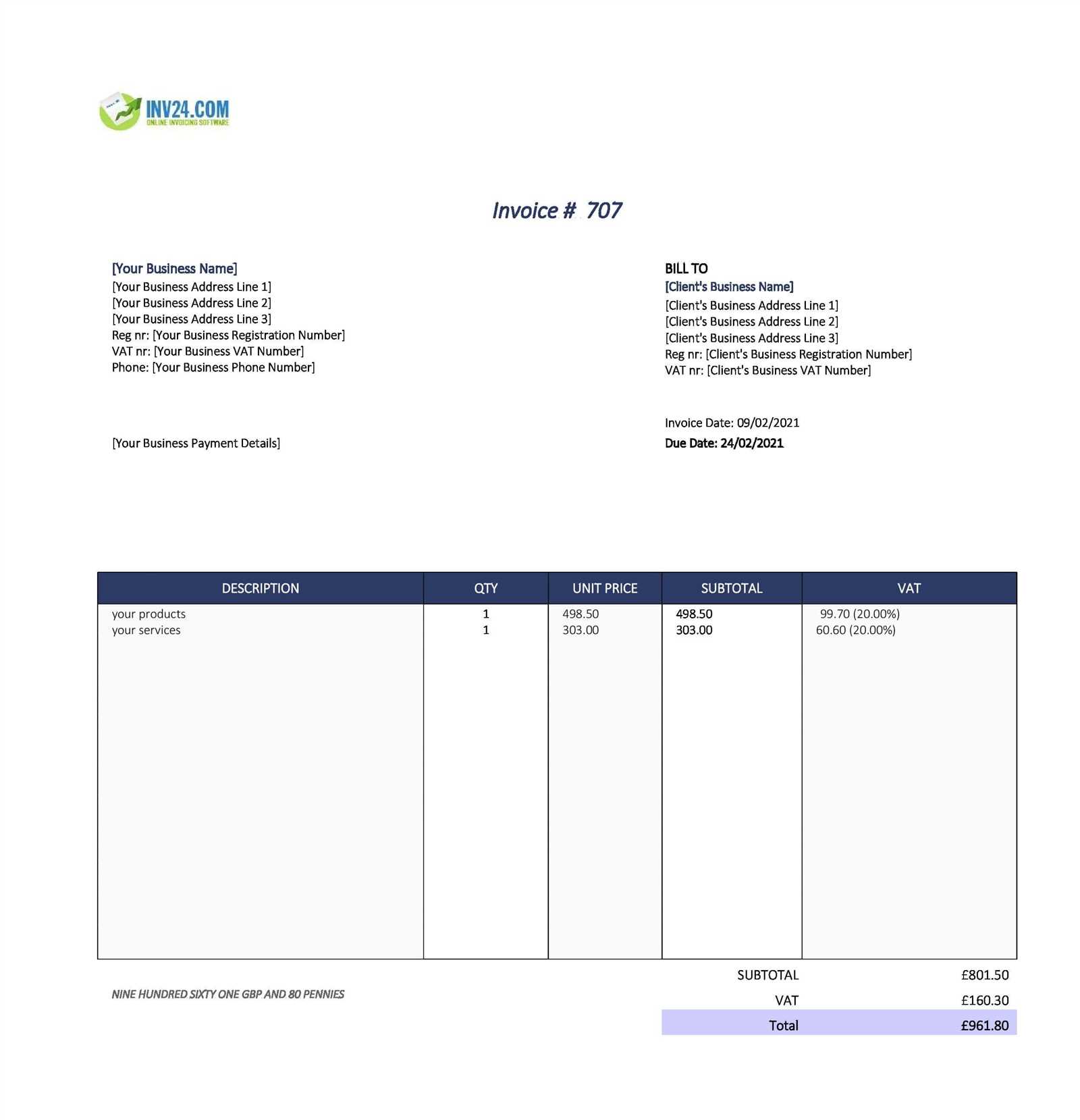 corporate invoice template