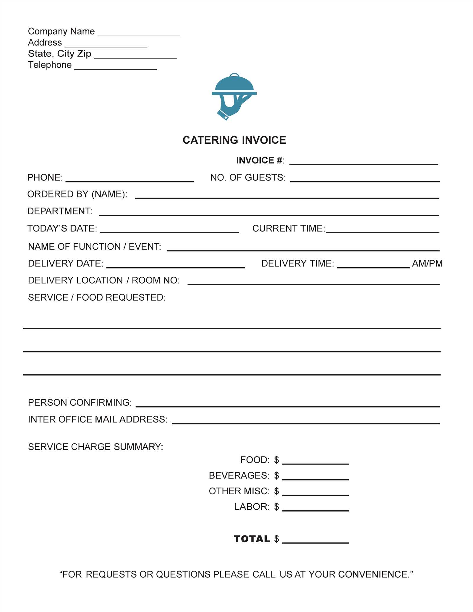 food service invoice template